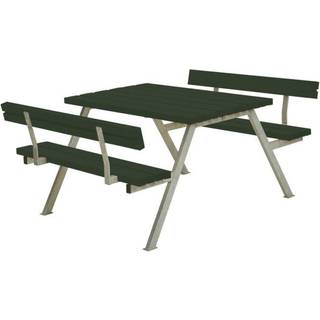 PLUS Alpha bord/bænkesæt med 2 ryglæn, grøn/nåletræ, 118 cm