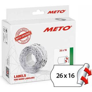 Meto prisetiket 26x16mm permanent hvid, 12000 stk / 12 ruller
