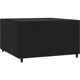 havebord 50x50x30 cm firkantet polyrattan sort