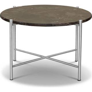 HANDVÄRK Furniture Round Coffee Table 60 Stainless Steel Frame Brown Marble