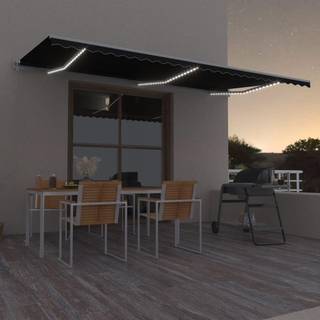 markise m. LED + vindsensor 600x300 cm automatisk antracit