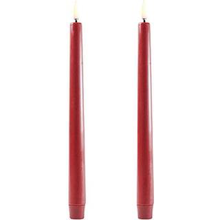FORÅRSUDSALG - Uyuni - LED Konisk lys - Karminrød - 2-pak - 2,3x25 cm