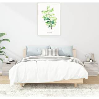 sengeborde 40x39x40 cm 2 stk. grå sonoma-eg