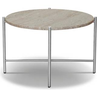 HANDVÄRK Furniture Round Coffee Table 60 Stainless Steel Frame Beige Marble