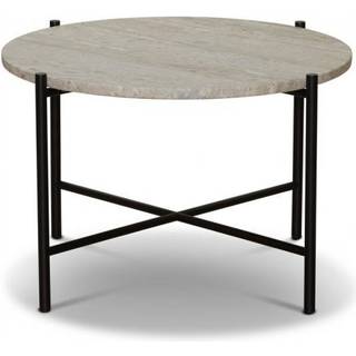 HANDVÄRK Furniture Round Coffee Table 60 Black Frame Beige Marble