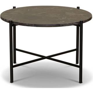 HANDVÄRK Furniture Round Coffee Table 60 Black Frame Brown Marble