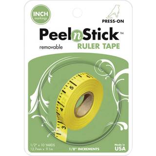 ICRAFT PEELNSTICK Fjernelig klæbende lineal Tape 12 tommer gentagne kejserlige (tommer) metriske (CM) målinger Gul let tåre perforeringer hver 1