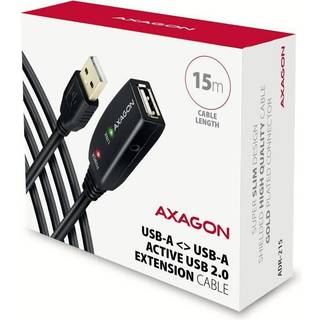 Axagon ADR-215 USB 2.0 A-M -> A-F active extension/repeater cable 15m - Kabel - Digital/Daten USB-kabel USB A Sort