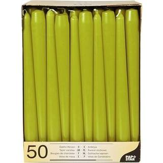 50 stk. Olivengrønne Stearinlys 25 cm – Skab en rustik og elegant atmosfære