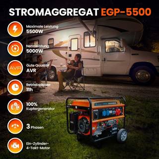 Extralink EGH-5500 Hybrid Generator – 5.5 kW Benzin, LPG & Naturgas (3-faset)