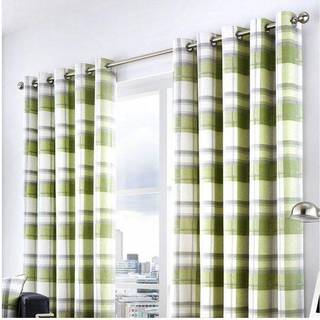 Fusion Fusion Green Balmoral Check Eyelet Curtains