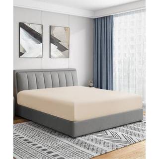 Cathay Home Luxury Wrinkle and Fade Resistent Double Brushed Ultra Soft Microfiber 14-tommer Standard Pocket Single Fitted Sheet Cream Twin