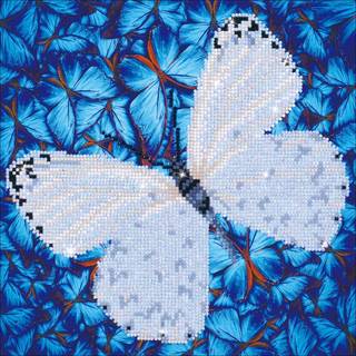 Diamond Dotz: Hvid sommerfugl - 38 x 38 cm