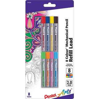 Pentel Arts Lead Pencil Refills 2,0 mm Assorterede farver Pakke med 8
