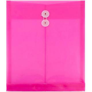 Jampapirplastkonvolutter med knap og streng slips Lukning - Brev ?ben ende - 9 3/4 x 11 3/4 - Fuchsia - 12/pakke