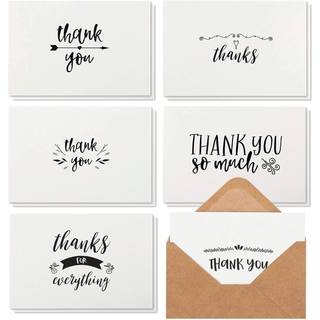 48-pakke sort og hvid tak kort med kraftpapirkonvolutter til eksamen bryllup f?dselsdag baby shower tomt inde i forskellige enkle vintage-stil de