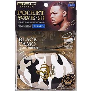 R?d af Kiss Premium Pocket Wave X Bow Wow Buet Palm Boar Brush With Case (Hard Bristles)