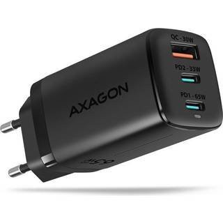 Axagon ACU-DPQ65 oplader til mobil enhed Mobiltelefon, Netbook, Laptop, Smartphone, SmartWatch, Tablet, Universel Sort Vekselstrøm Hurtig opladning Indendørs