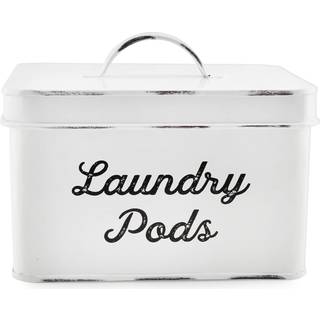 Auldhome emalje vaskeri Pod Holder; Rustik hvid vaskeri pod opbevaringsbeholder