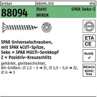 SPAX 1081010400163 Træskrue 4 mm TFX, FZB ETA-12/0114 4,0 mm
