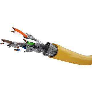 Goobay GHMT-certificeret CAT 8.1 installationskabel, S/FTP (PiMF), gul kobberleder (CU), AWG 22/1 (solid), halogenfri (LSZH), 25 m