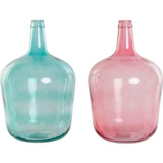 Vase DKD Home Decor Grøn Pink Hærdet glas 25 x 25 x 40 cm (2 enheder)