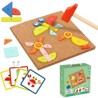 Toatyland Fine Motor Toys Toy Hammer and Nails Game Is Montessori Toys, der udøver børns praktiske færdigheder og udvikler deres fantasi for børn