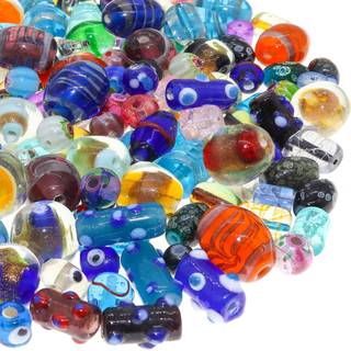 FUN-WEEVZ 50 PCS Assorterede glasperler til smykker, der g?r voksne store og sm? bulkglasperler til h?ndv?rk h?ndv?rk lampework murano perle mix