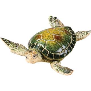 C&F HJEM 5.5 """" Havskildpadde figurharpiksbord top ornament dyr skulptur havdyr strand nautisk kystdesk kontor slutbord dekoration dekoration gr?