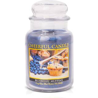En munter giver - blåbærmuffins - 24 oz stor duftende stearinlys med låg - munter stearinlys - 135 timers brændtidslys gaver til kvinder blå
