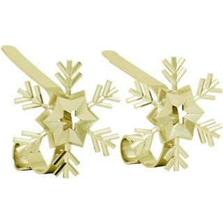 Haute Decor Mantleclip-strømpeholdere med aftagelige zinklegering/vinter- og juleferie ikoner (2-pakker snefnugguld)