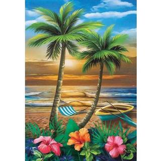 Solnedgang i Paradise Summer House Flag 40 """" X 28 """" Briarwood Lane