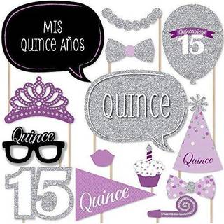 Stor prik af lykke Quinceanera Purple - Sweet 15 - F?dselsdagsfest Foto Booth Props Kit - 20 t?lling
