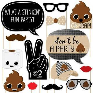 Big Dot of Happiness Party 'til du er pooped - Poop Emoji Party Photo Booth Props Kit - 20 Count