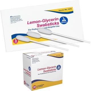 Dynarex Lemon-Glycerin Swabsticks Behagelige smag af bomuldspinde, der forsigtigt beroliger og opdaterer tør mund 3 orale swabsticks pr. Pakke 1