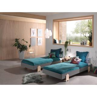 Stabelbare juniorsenge 90 x 200 – Modulo Sæt, grå (2 stk.)