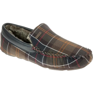 Barbour Herren Hausschuhe grün Velours kariert