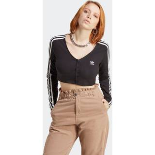 Adicolor Classics 3-Stripes Button Long Sleeve T-shirt - Black