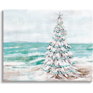 Sind Industries Snowy Christmas Tree Beach Shore Canvas Wall Art Design av Amanda Hilburn