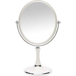 Yeake Vintage Table Mirror med stand 8-tommer dobbeltsidet drejelig 1x/3x forst?rrelse skrivebord spejl med s?lvstil 13 tommer h?jde St?ende bord