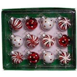 Kurt Adler GG0294 1-tommer ornament s?t r?d hvid til jul