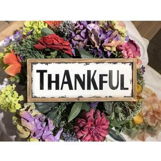 Parisloft taknemmelig emalje overflade dekorativ hylde sitter inspirerende tr?blokkeskilt Top Decor Plaque 10 x 2 x 3,75 tommer (naturlig tr? tak