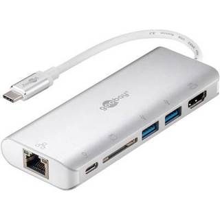 USB-C 3.0 Multiport Adapter og Docking (HDMI/Ethernet/USB-C PD/2x USB/kortlæser) aluiminium, 0,15m