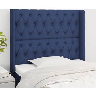 Sengegavl Med Kanter 83X16X78/128 Cm Stof Blå - 93 x 16 x 118/128 cm