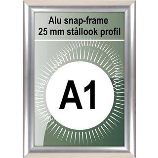 Alu snapramme, 25 mm, A1, rustfrit stållook