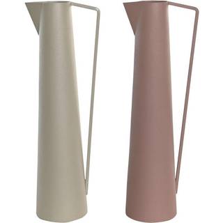 Vase DKD Home Decor 15 x 11 x 45 cm Beige Pink Jern (2 enheder)
