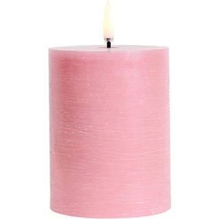 UYUNI LED Pillar Bloklys m. 3D flamme Ø7.8x10 cm Dusty Rose