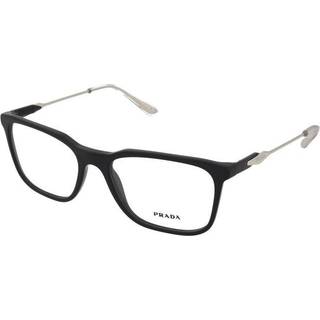 Prada Mand PR 05ZV 1AB1O1 Optiske stel Acetat Sort Transparent Firkantet Normal