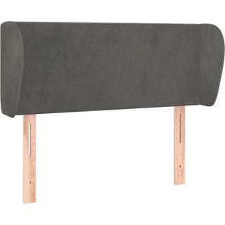 Sengegavl Med Kanter Fløjl - Mørkegrå / 93 x 23 x 78/88 cm