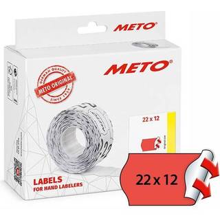Meto etiket 22x12mm permanent neon rød ,1000 stk